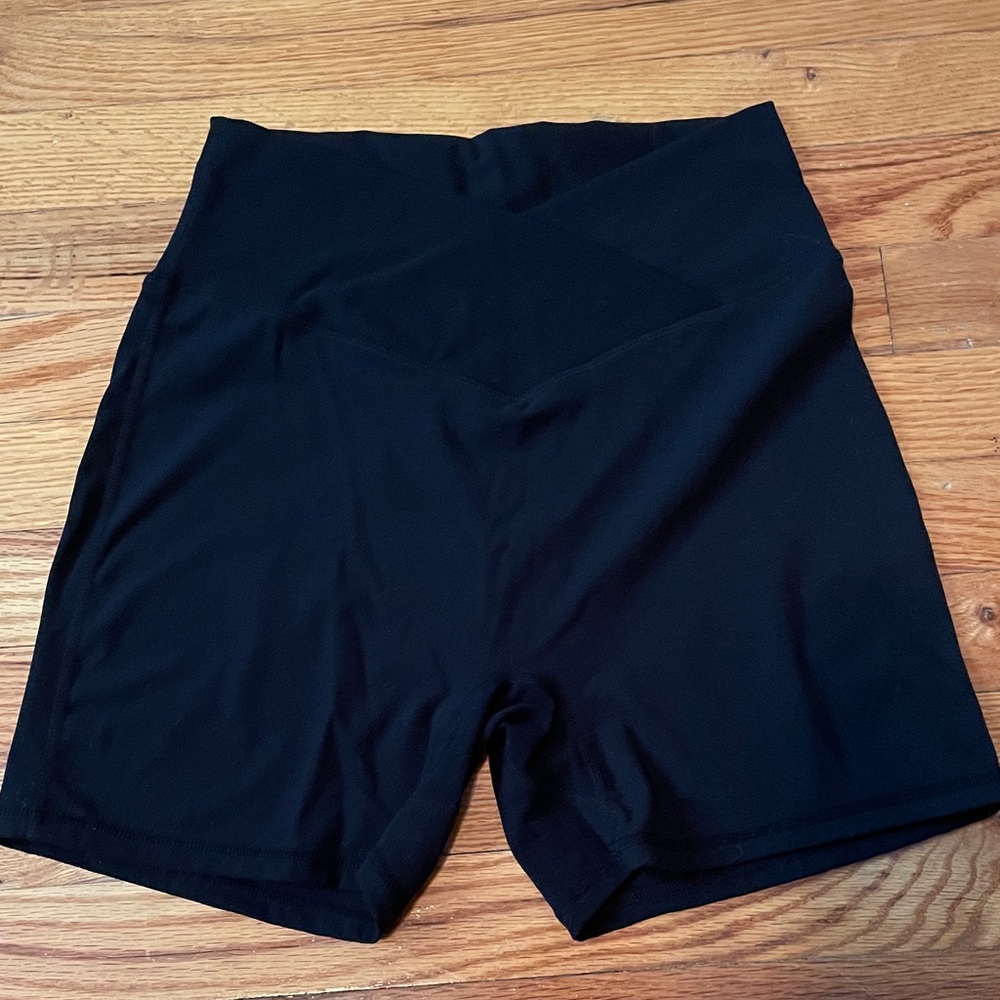 Crosswaist Black High-Waist Women's Shorts